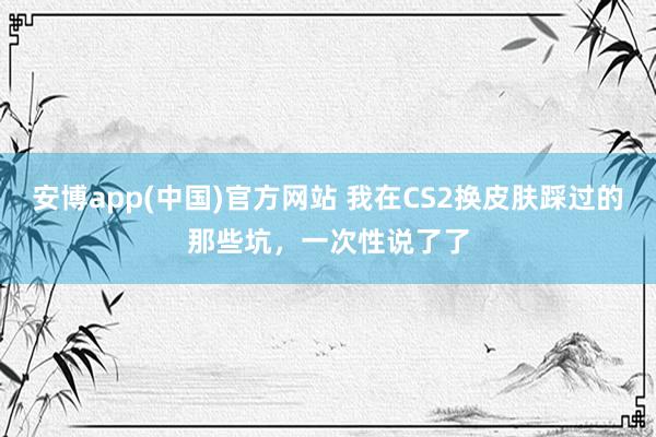 安博app(中国)官方网站 我在CS2换皮肤踩过的那些坑，一次性说了了