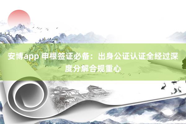 安博app 申根签证必备：出身公证认证全经过深度分解合规重心