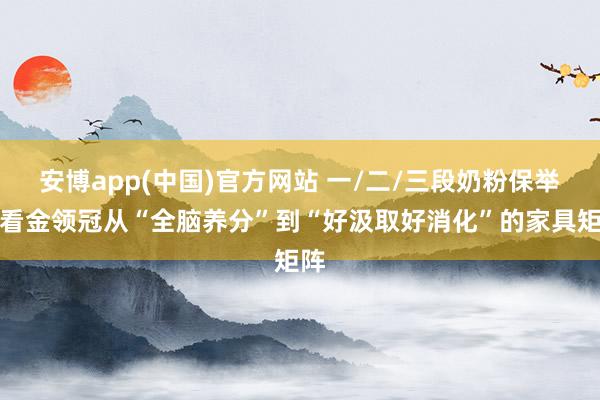 安博app(中国)官方网站 一/二/三段奶粉保举？看金领冠从“全脑养分”到“好汲取好消化”的家具矩阵