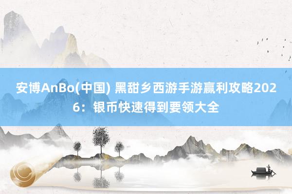 安博AnBo(中国) 黑甜乡西游手游赢利攻略2026：银币快速得到要领大全