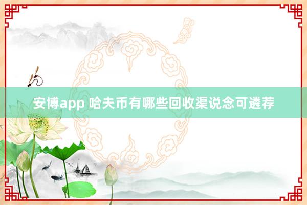 安博app 哈夫币有哪些回收渠说念可遴荐
